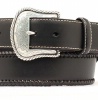 M and F Western Product N2475601 Men's Standard Belt in Black Cow with Buckstitched Edge